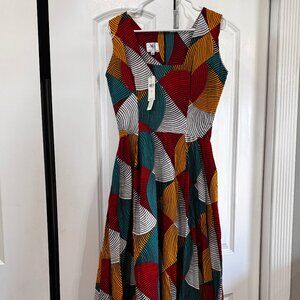 BNWT Anthropologie Sika Maxi Long Geometric Print dress size 10 Retail $298
